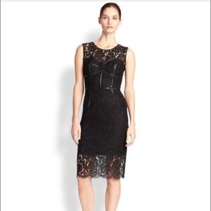 Milly of New York black leather and lace dress Size 6